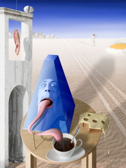 Завтрак яичницей и ветчиной, в ранний час, на фоненеизвестн